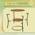 WLIVE Rustic Brown Round End Table with Storage Shelves