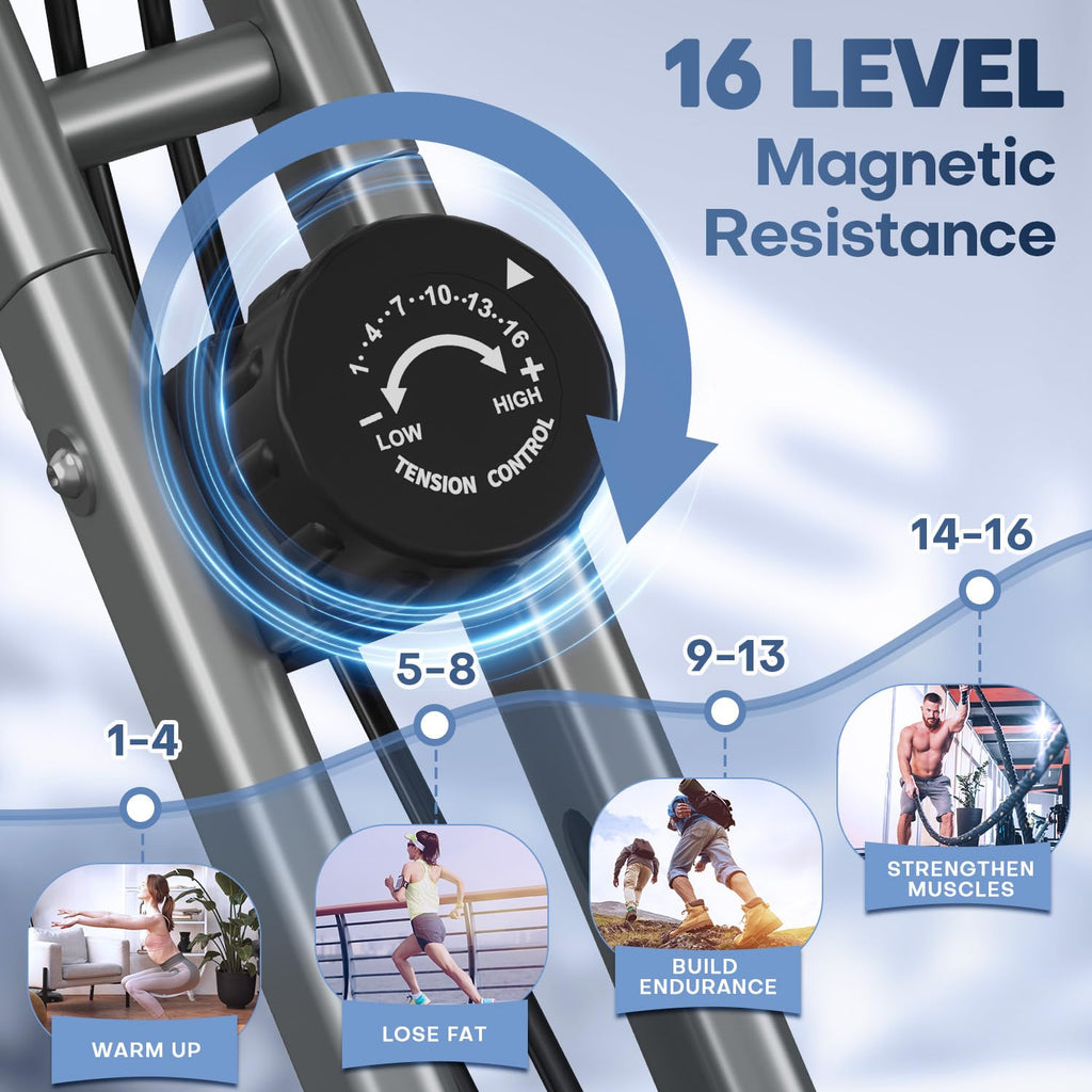 Vannect Foldable Exercise Bike with 16 Levels Magnetic Resistance