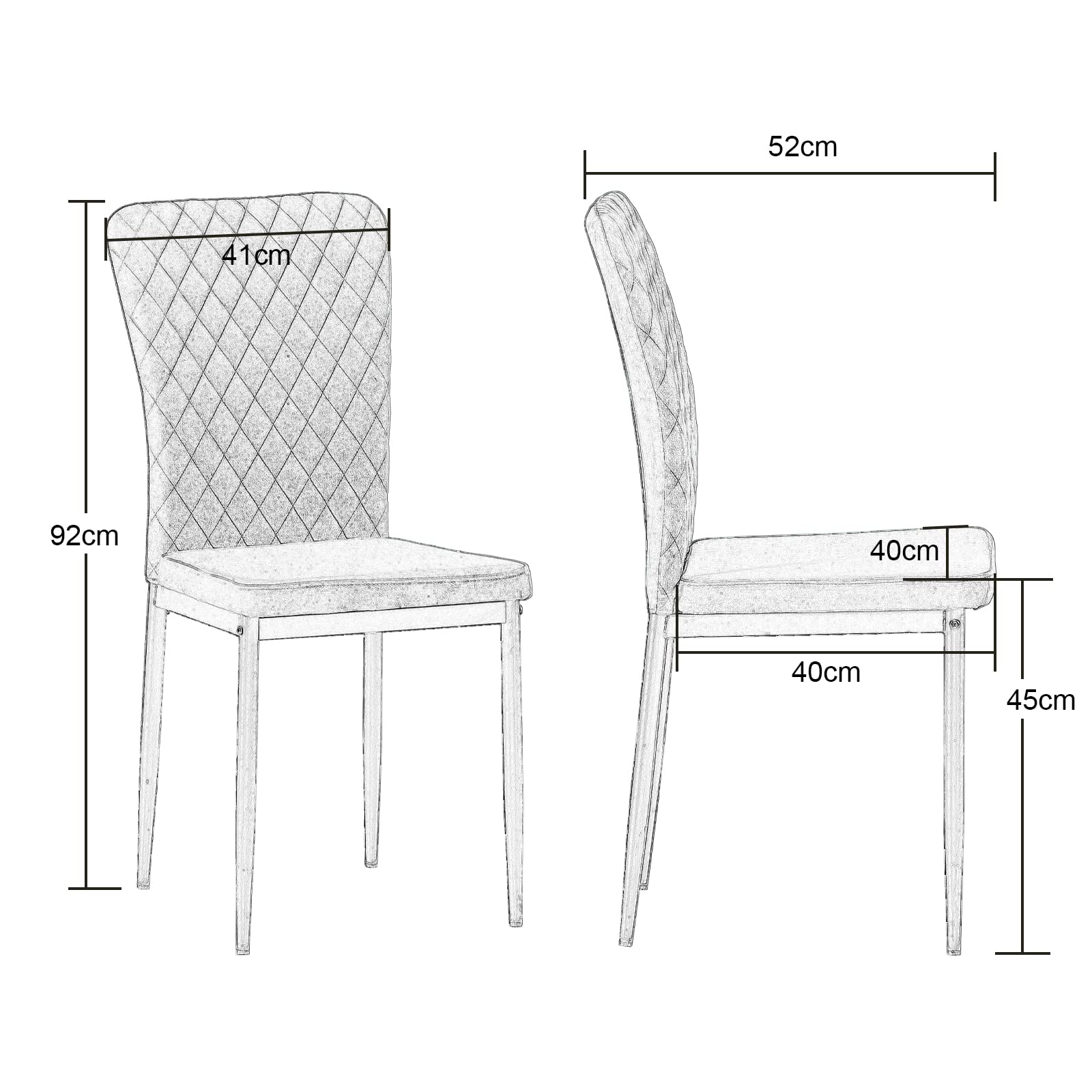 AINPECCA Modern Dining Chairs Set of 4 with Suede High Back