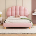 Sweiko pink upholstered bed with a semi-circular headboard and solid wood frame, perfect for children's room