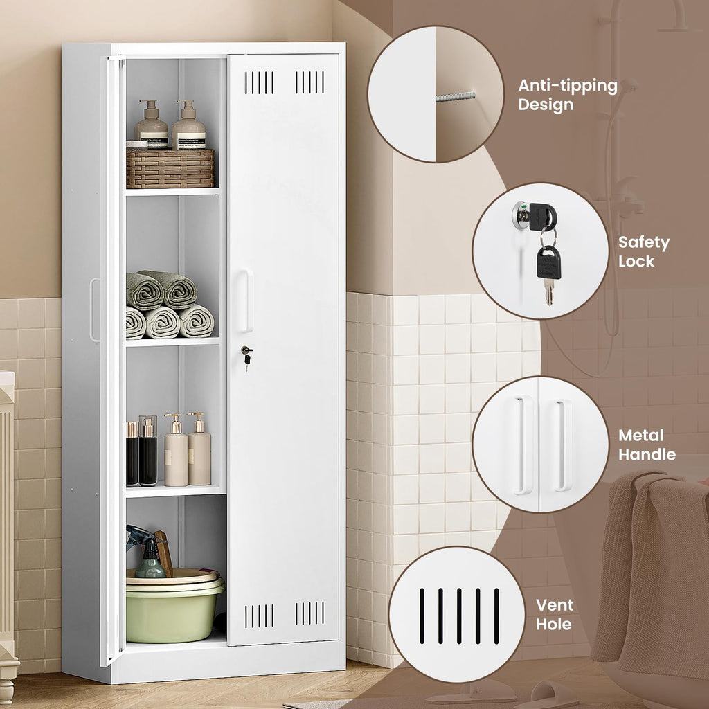 Sightlife Metal Storage Cabinet for Brooms and Mops