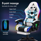 ALFORDSON Ergonomic Gaming Chair with 8-Point Massage and RGB LED