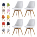 Set of 4 stylish retro dining chairs with wooden legs and soft cushion pads