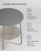 VASAGLE Modern Round Side Table with Fabric Basket