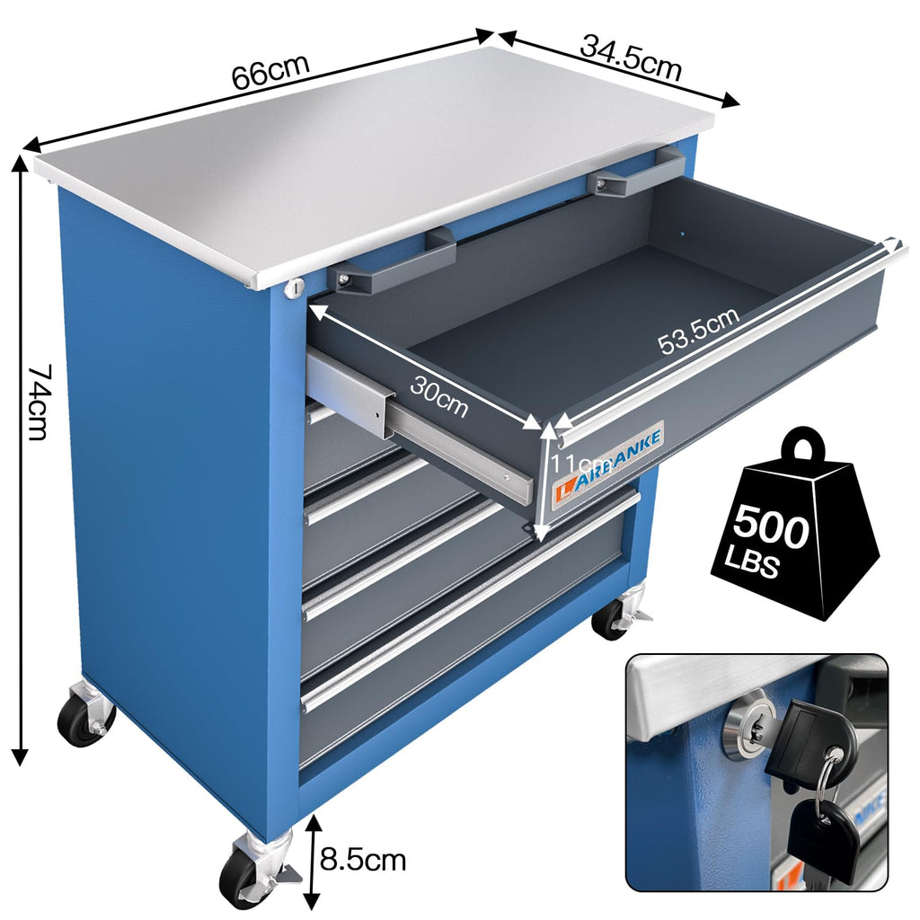 LARBANKE 5-Drawer Rolling Tool Chest with Locking System