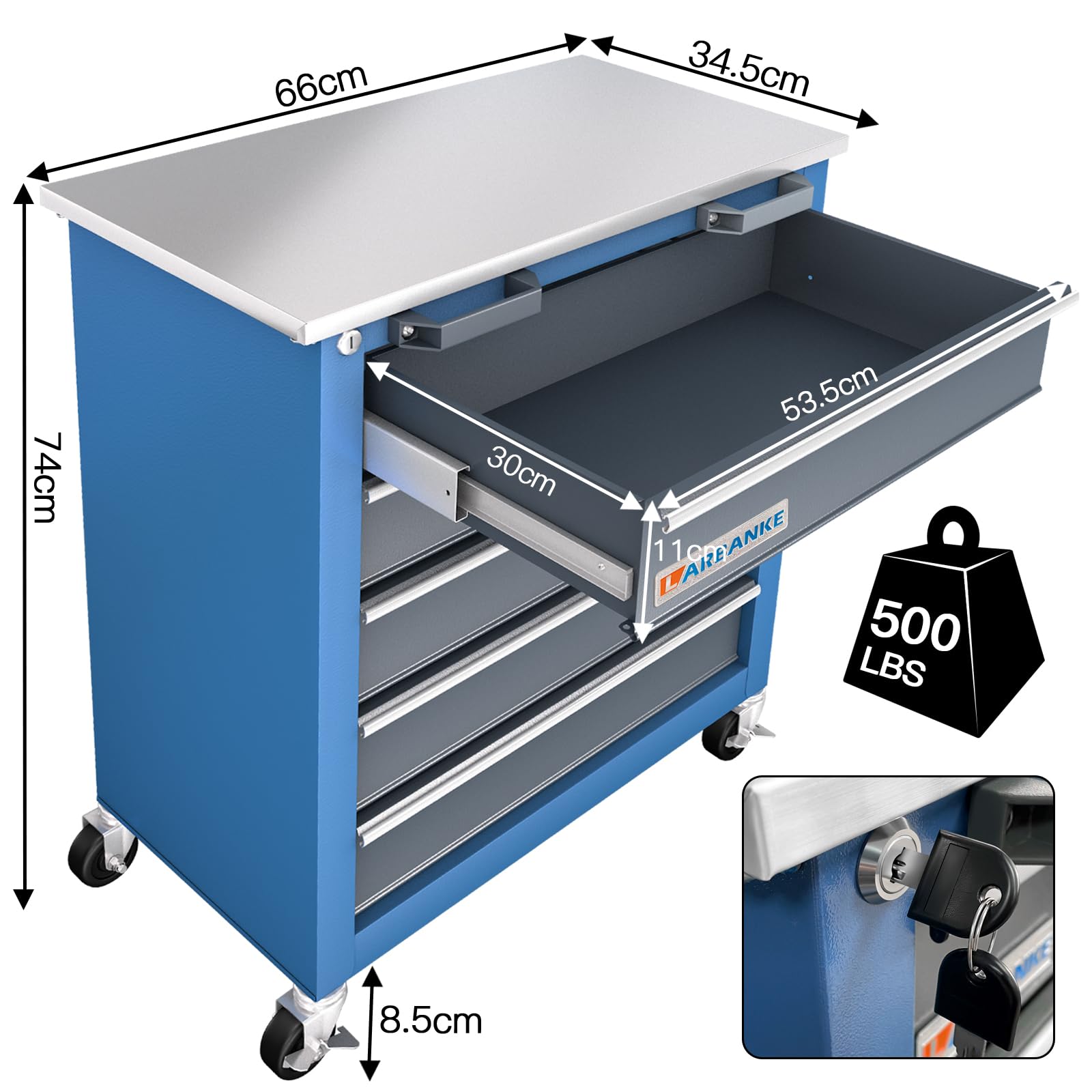 LARBANKE 5-Drawer Rolling Tool Chest with Locking System