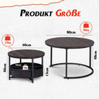 WLIVE Round Coffee Table Set with Fabric Basket
