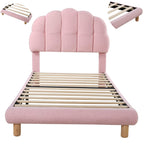 Sweiko Pink Upholstered Children's Bed with Headboard