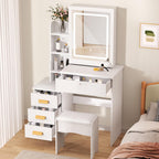 UDIYO Vanity Desk with LED Lights and Adjustable Brightness Mirror