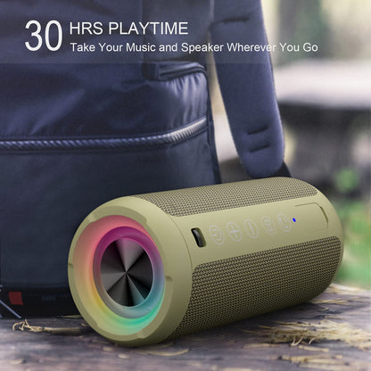 Sleek Waterproof Bluetooth Speaker with LED Lights – Immersive Sound for Outdoor and Indoor Adventures