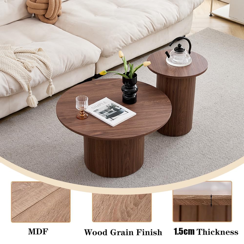 HJhomeheart Stackable Drum Style Coffee Tables Set