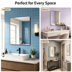 HIGHBATH Black Framed Rectangular Bathroom Wall Mirror