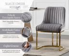 Ya-Home Set of 2 Velvet Dining Chairs with Gold Metal Frame