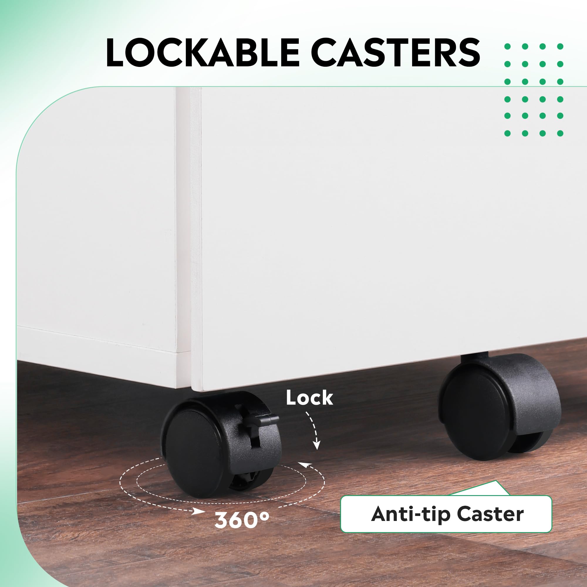 DEVAISE 3 Drawer Lockable Mobile File Cabinet, White
