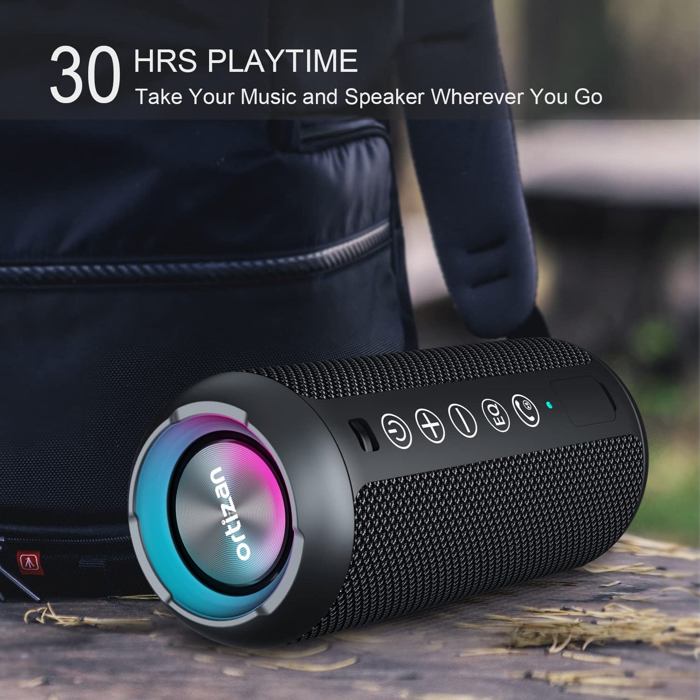 Sleek Waterproof Bluetooth Speaker with LED Lights – Immersive Sound for Outdoor and Indoor Adventures