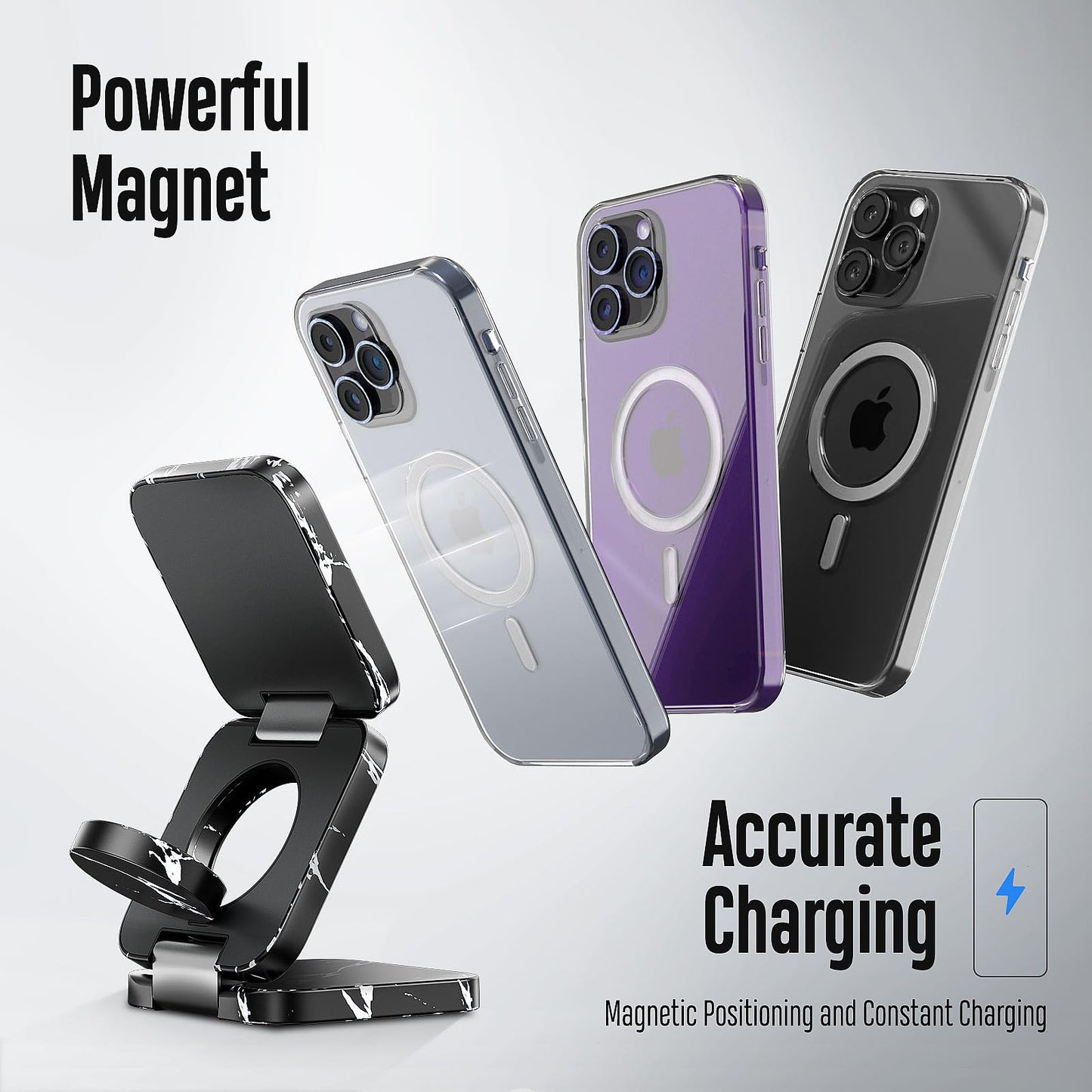 3-in-1 Wireless Charger – Fast Magnetic Charging for iPhone, Apple Watch, & AirPods | Foldable & Portable Dock