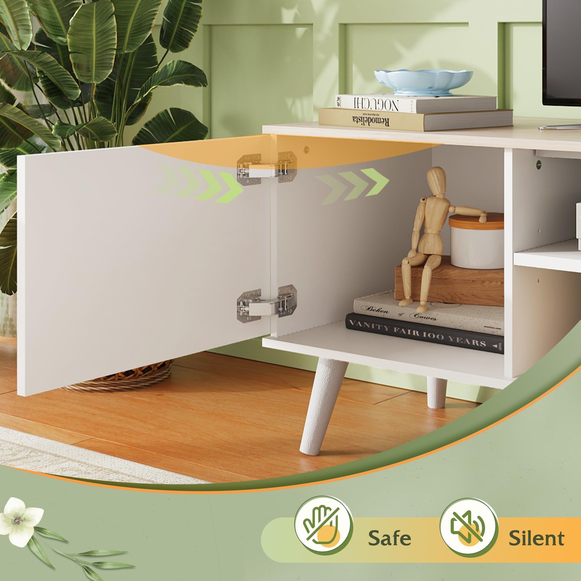 WLIVE Mid-Century Modern TV Stand for 65-70 Inch TVs