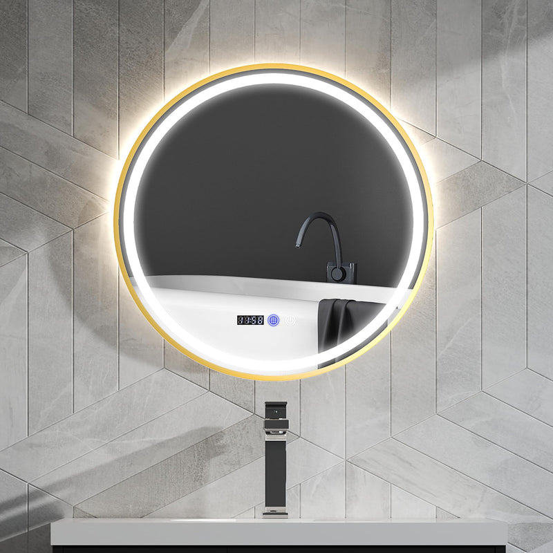 HOMCOM 60 cm round LED bathroom mirror with touch switch and anti-fog function