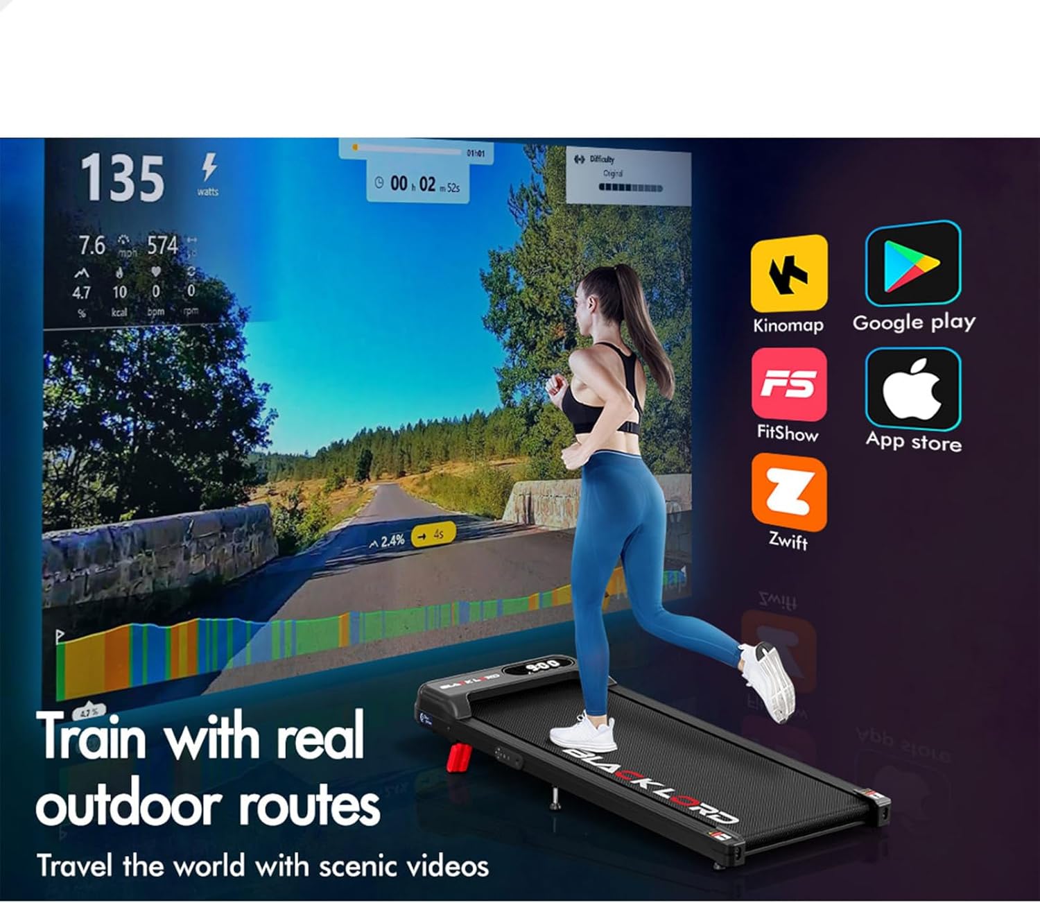BLACK LORD Walking Pad Treadmill - Black