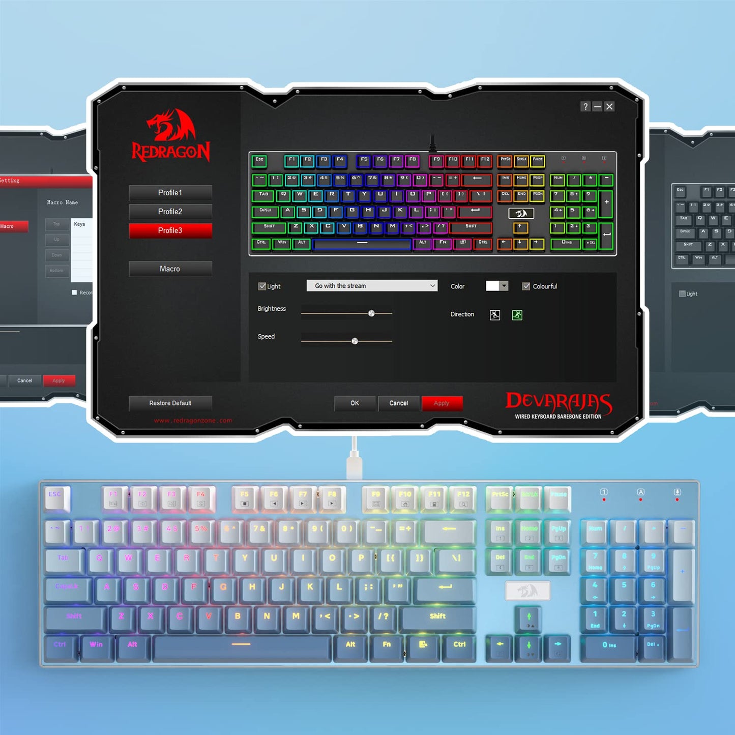 Redragon K556 PRO Upgraded Wireless RGB Gaming Keyboard, BT/2.4Ghz Tri-Mode Aluminum Mechanical Keyboard w/No-Lag Connection, Hot-Swap Linear Quiet Red Switch