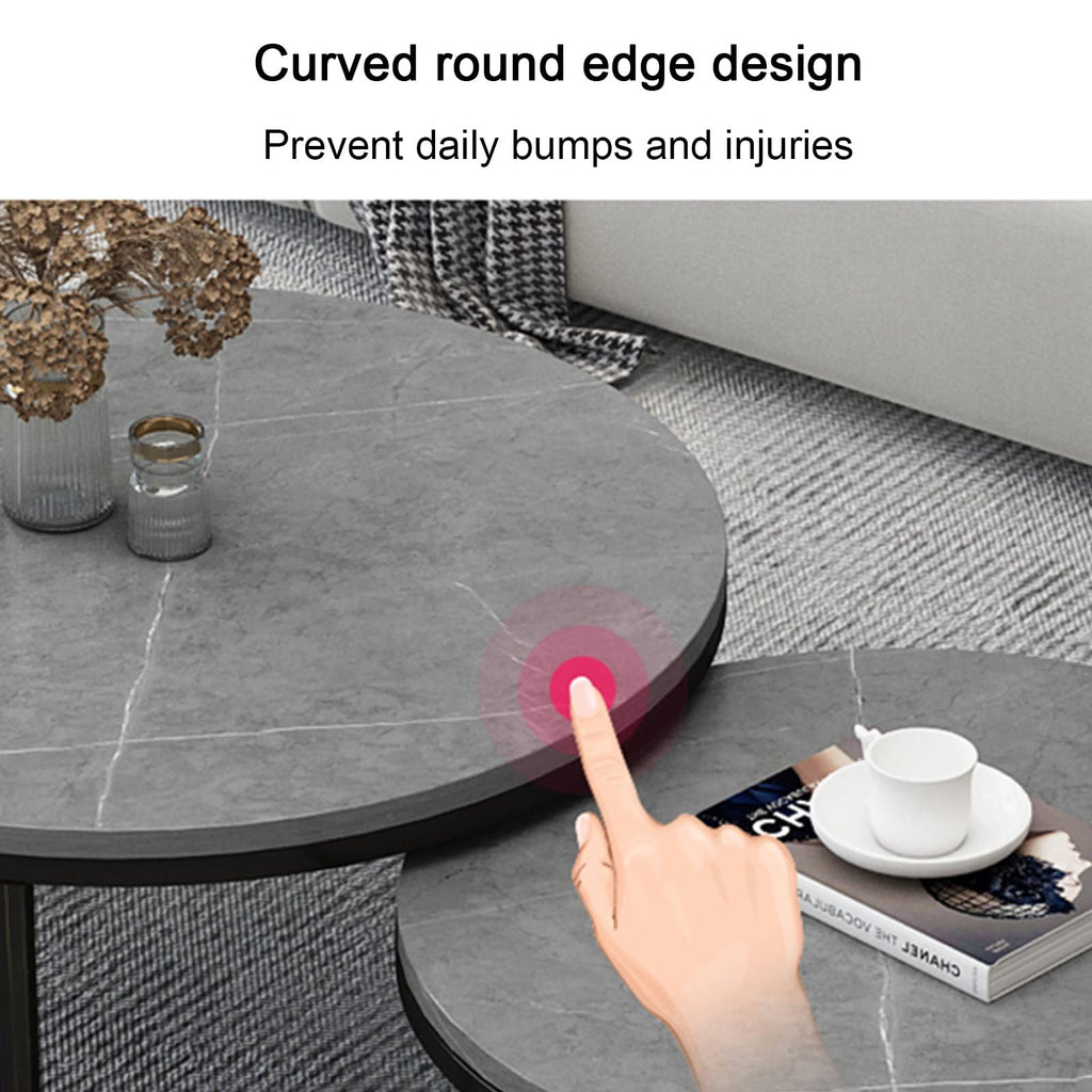 ZXFDMSWJ Modern Nesting Coffee Table Set with Marble Top