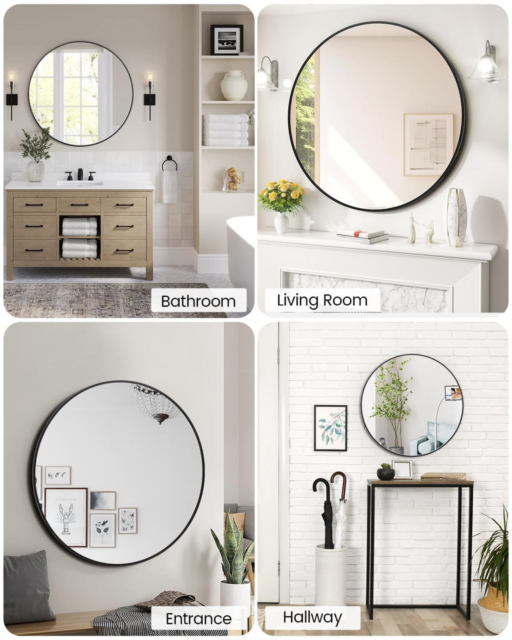 dainslef 24 Inch Round Metal Frame Mirror