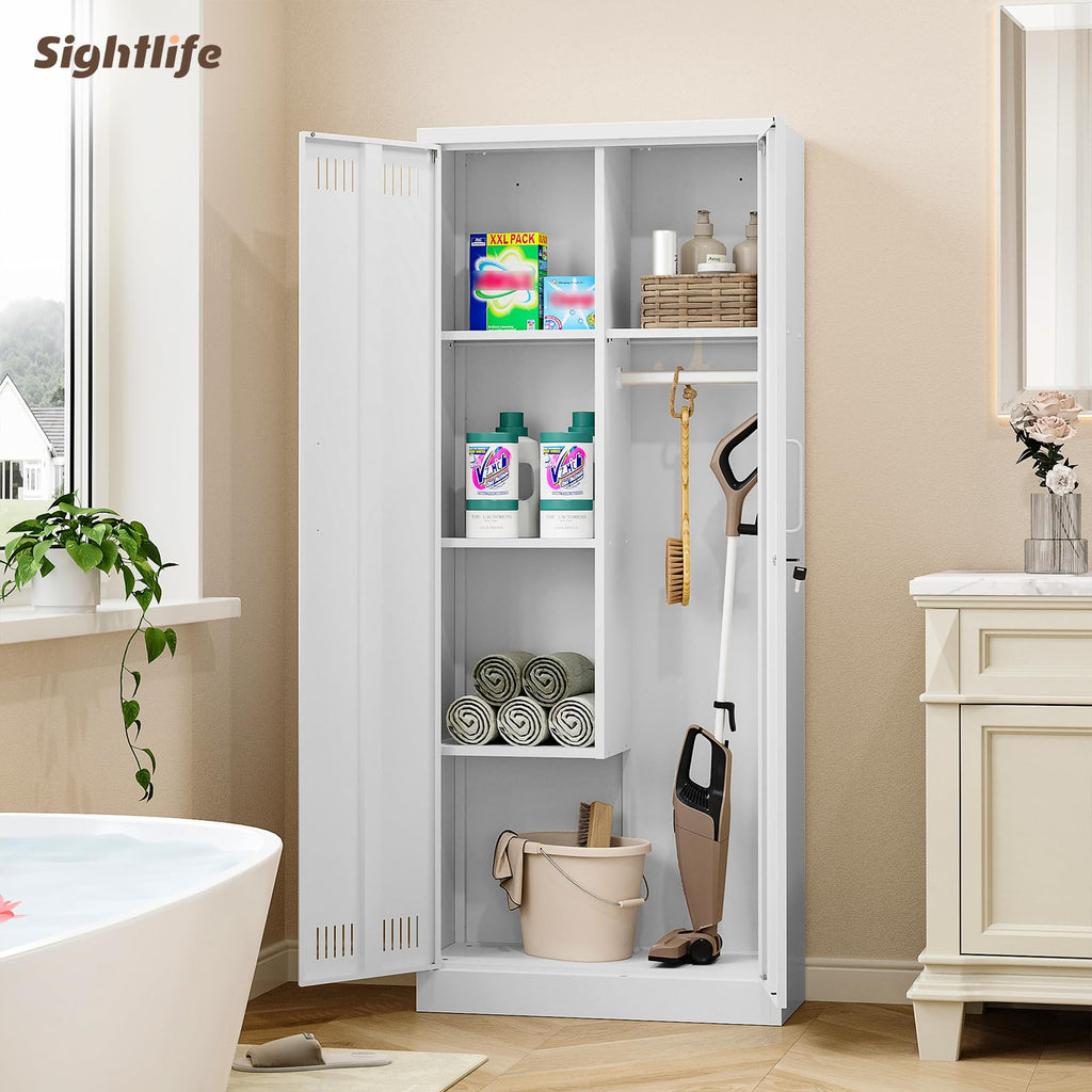 Sightlife Metal Storage Cabinet for Brooms and Mops