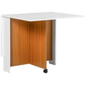 HOMCOM folding dining table with teak wood and white color, featuring a simple modern design