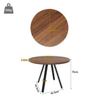 ZKLOEP Round Dining Table, Walnut-Colored MDF Top and Black Metal Legs