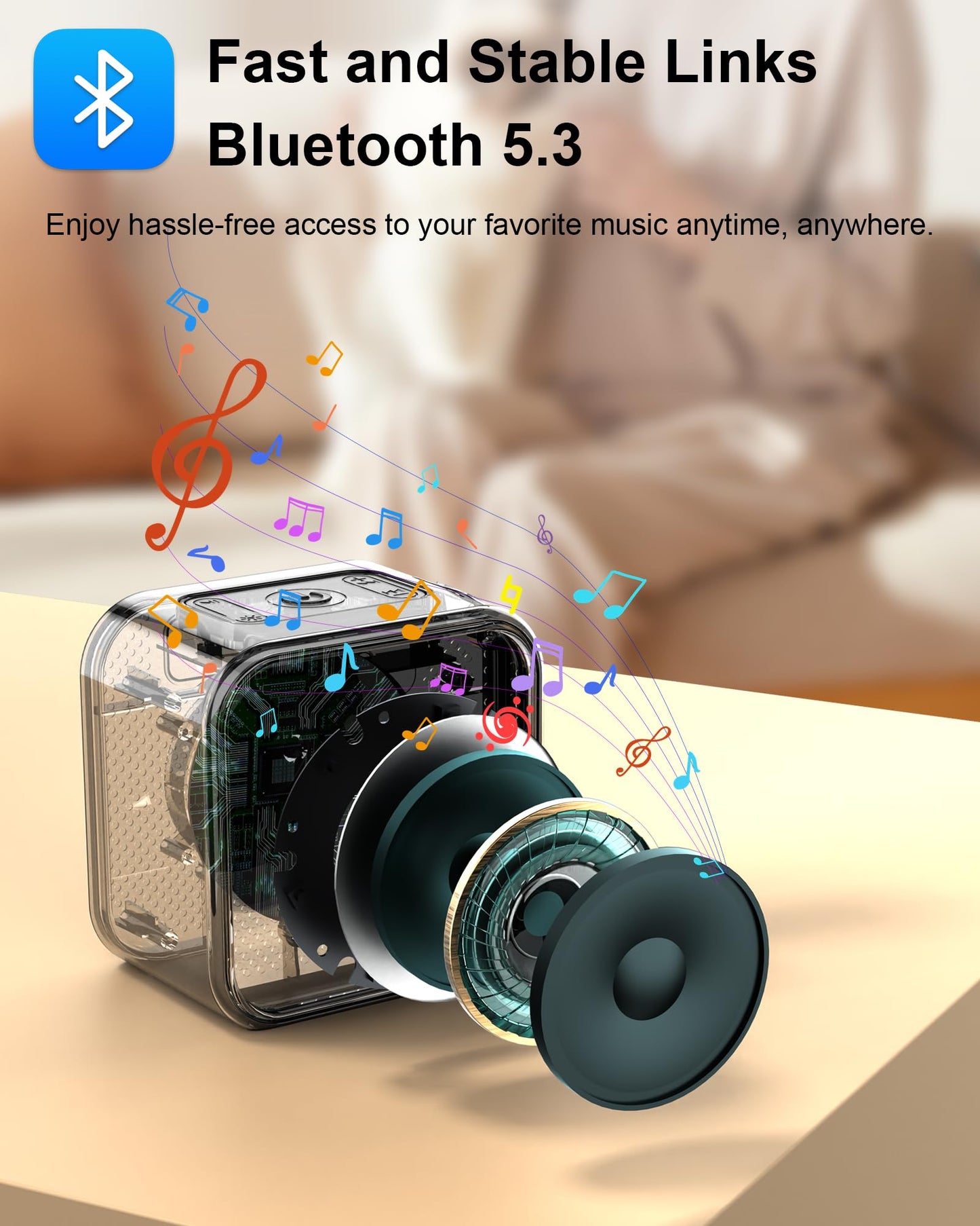 Bluetooth Speaker, Portable Speaker Leather Bluetooth 5.3 with Crystal Clear Sound, Speakers Bluetooth Wireless with Built-in Microphone, 8W Home Speakers for Home, Office, Party, Gift for Friend 2024