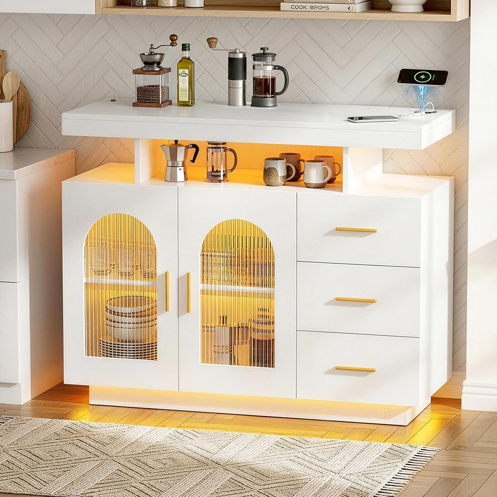 Artiss LED Buffet Sideboard with 3 Drawers