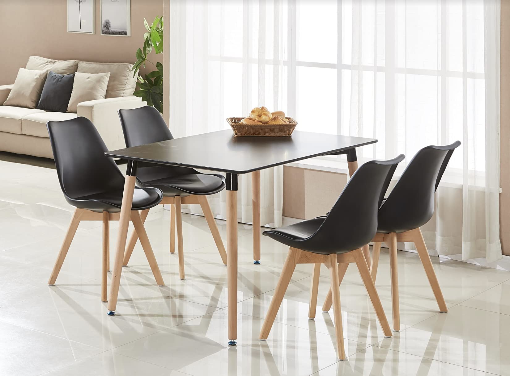Life Interiors Lorenzo Retro Dining Chairs Set of 2 with Cushioned Seat