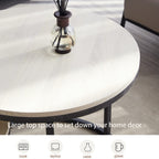 Symylife Modern White Round Nesting Coffee Tables Set