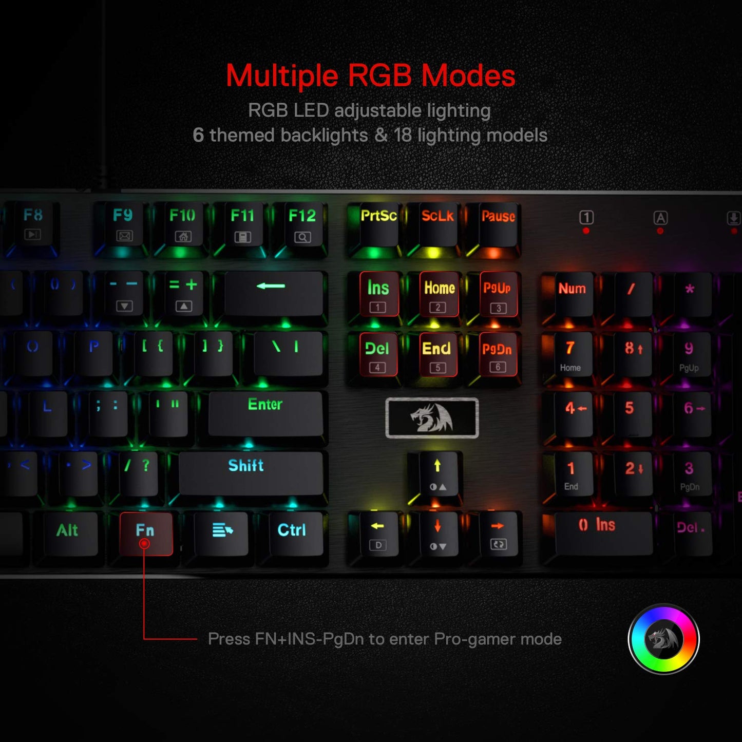 Redragon K556 PRO Upgraded Wireless RGB Gaming Keyboard, BT/2.4Ghz Tri-Mode Aluminum Mechanical Keyboard w/No-Lag Connection, Hot-Swap Linear Quiet Red Switch