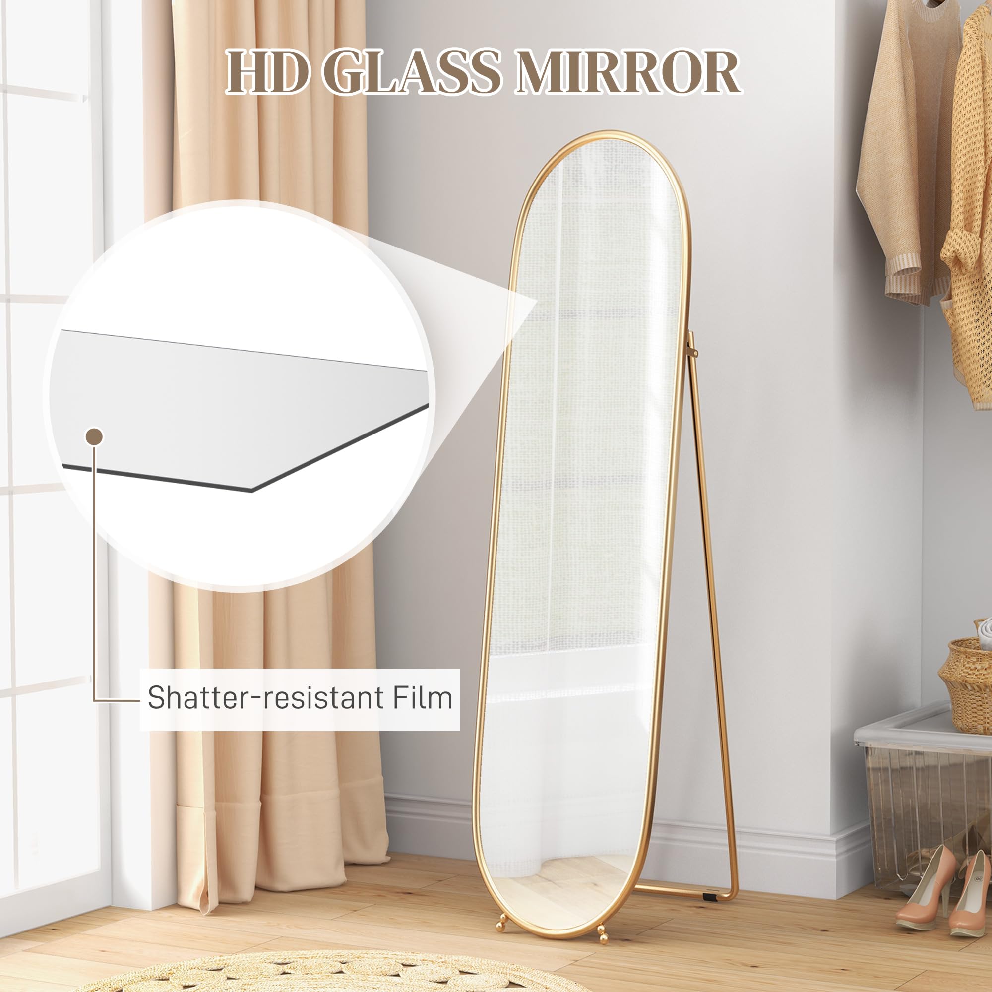 HOMCOM Full Length Leaner Mirror with Support Frame