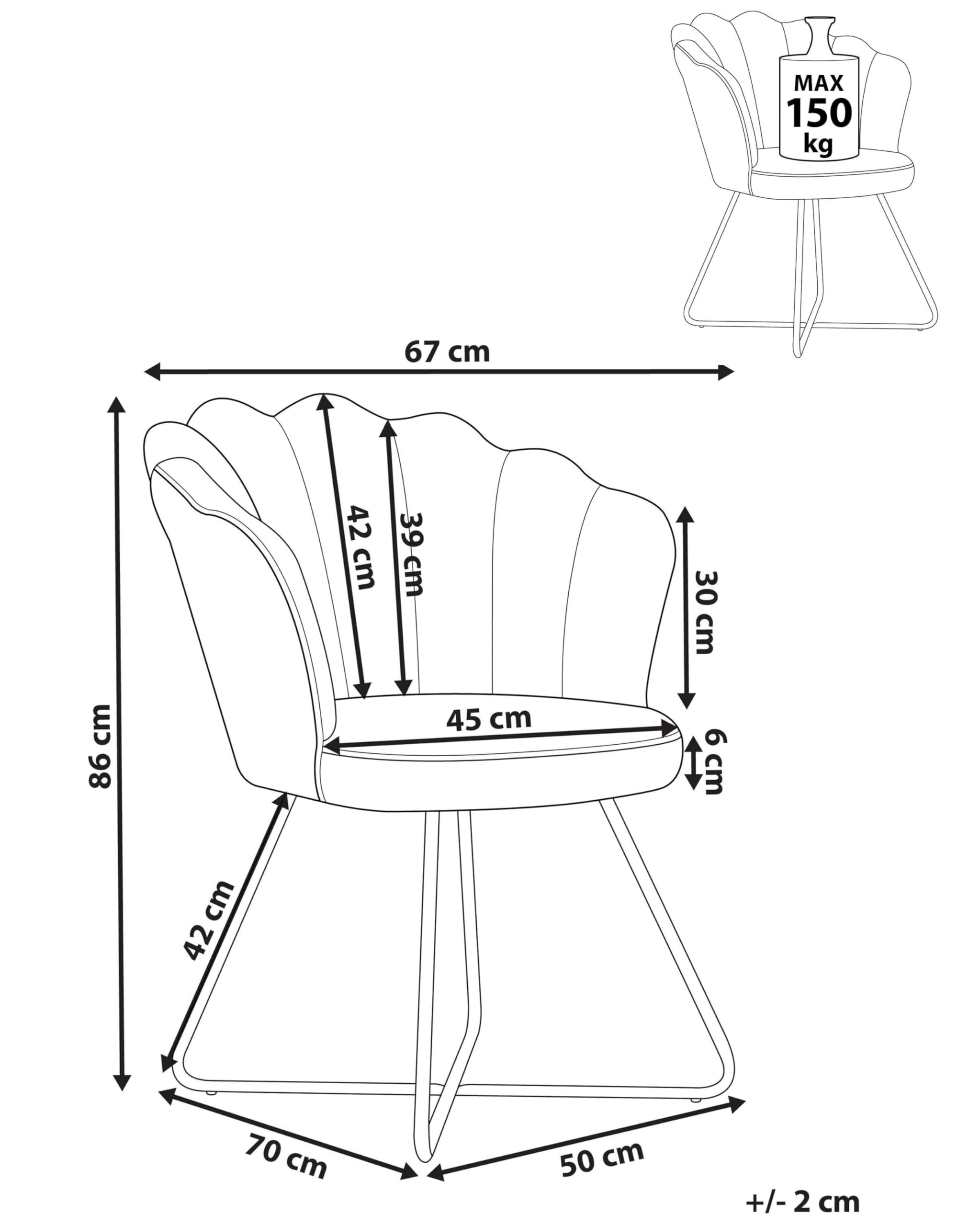 Beliani LOVELOCK Armless Velvet Armchair in Off-White