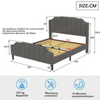 Dalred Grey Upholstered Bed Frame with Velvet Padding