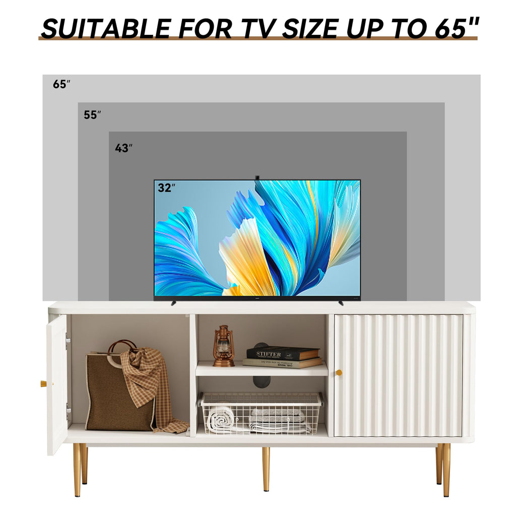 ARTPOWER Mid Century Modern White TV Stand