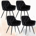 Enjaouslf Black Velvet Dining Chairs - Set of 4