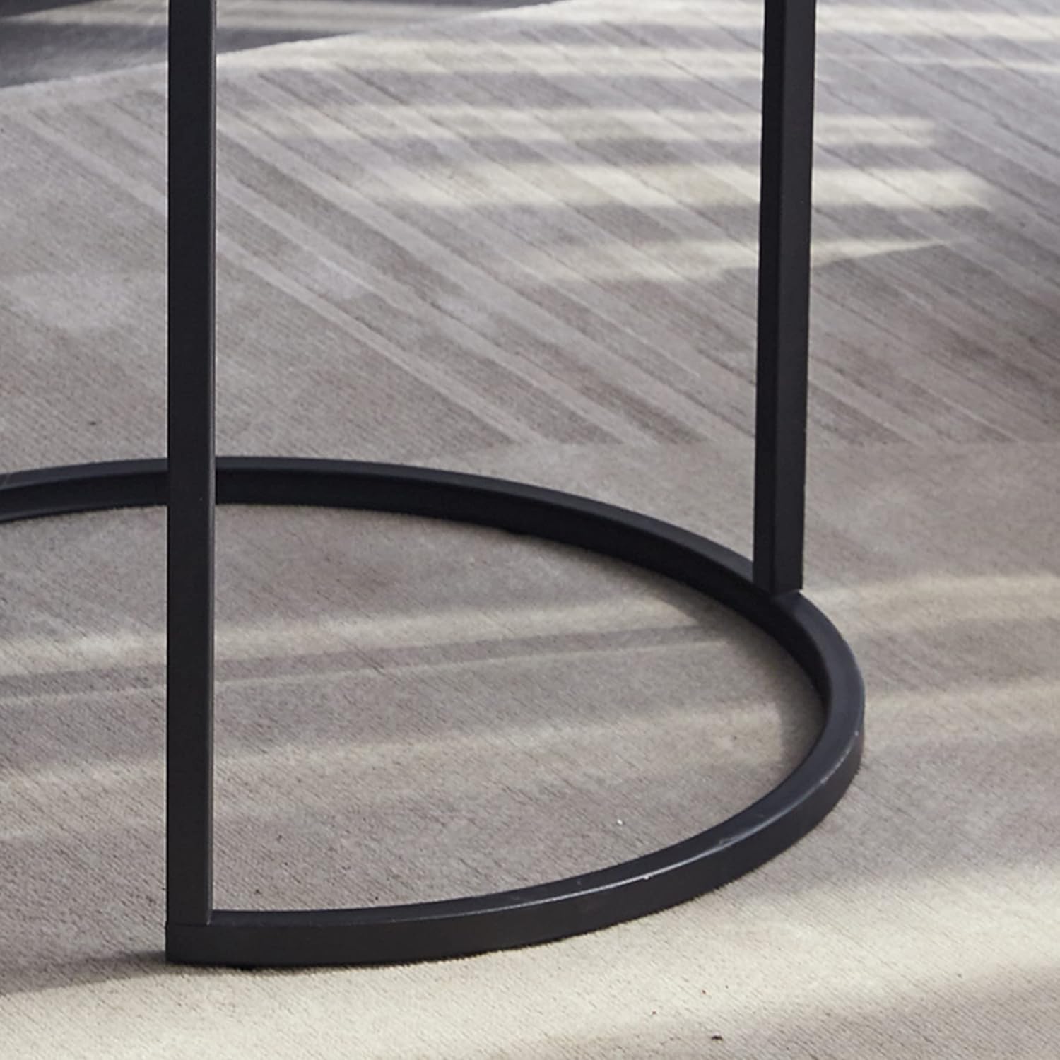 Symylife Set of 2 Round Nesting Tables with Wood Top