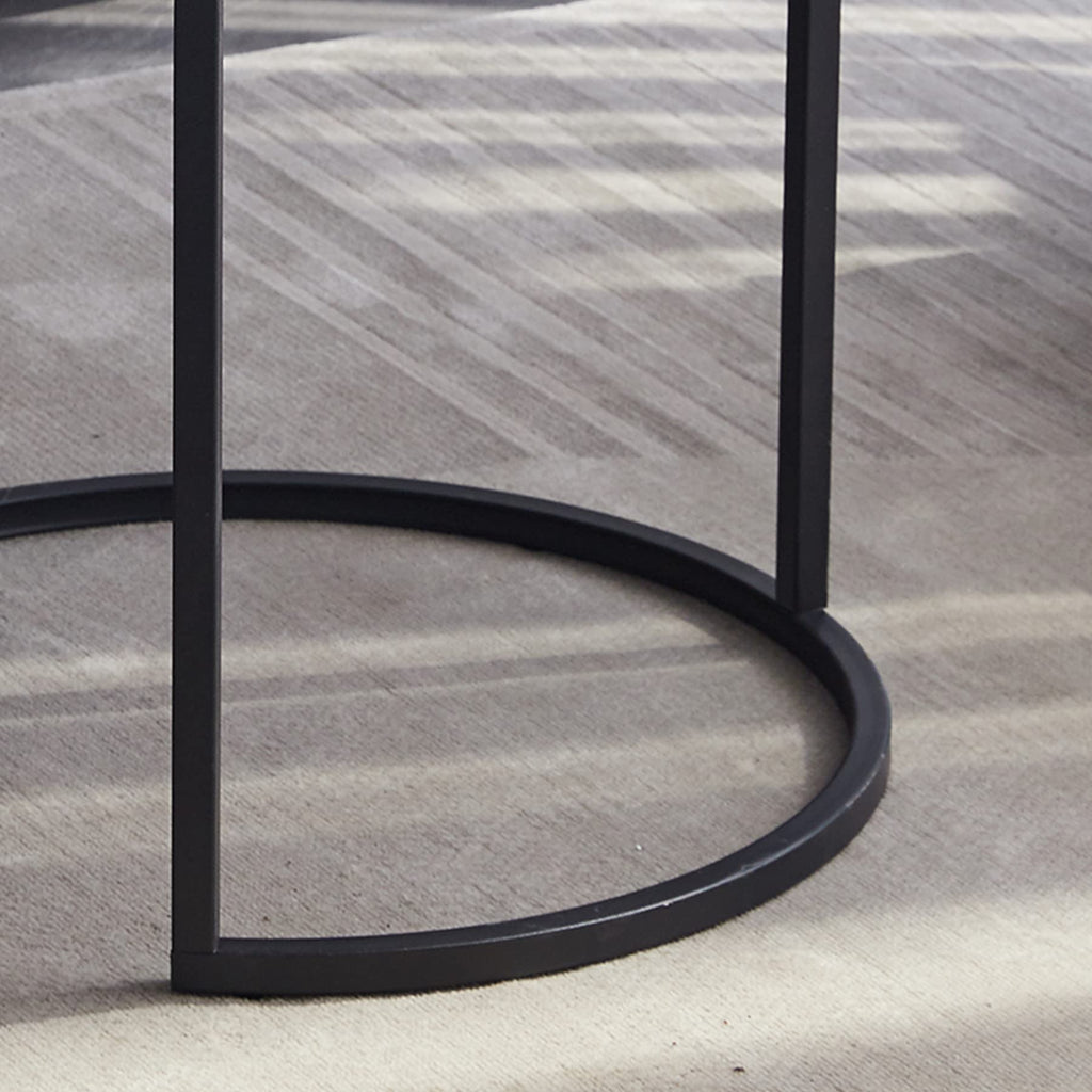 Symylife Modern White Round Nesting Coffee Tables Set