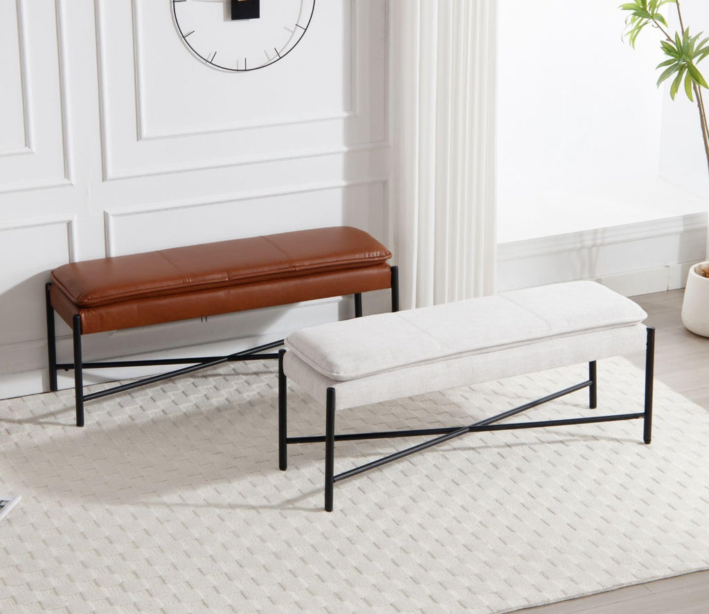 WAHSON OFFICE CHAIRS Wahson PU Faux Leather Upholstered Bench with Cro