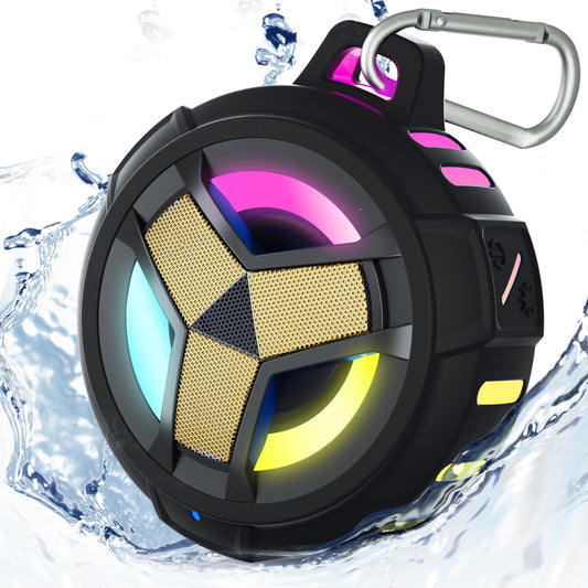 Waterproof Bluetooth Shower Speaker – IPX7 Rated, Portable Floating Design with LED Light Show, 24-Hour Playtime, Perfect for Pool and Beach Parties