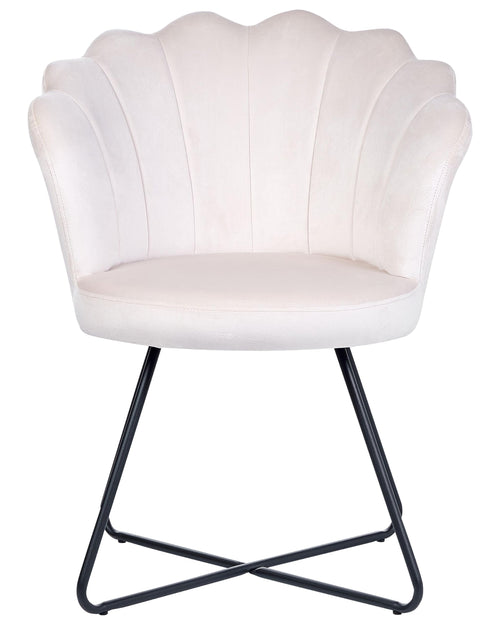 Beliani LOVELOCK armless armchair in off-white velvet with metal legs and a round seat