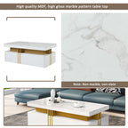 BTM Modern Rectangular Coffee Table with Imitation Marble Top