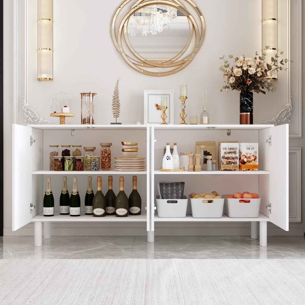Caldion White Modern Sideboard with Pop-up Design