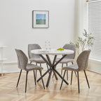 EGOONM Round Marble Look Dining Table with Metal Legs