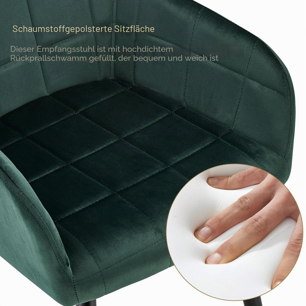 CLIPOP Velvet Upholstered Dining Room Chairs with Armrests (Set of 2, Green)