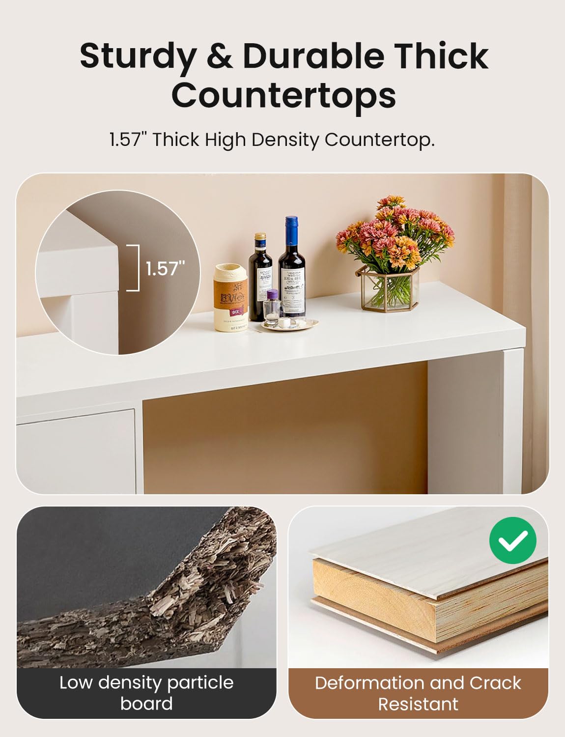 Feetice 6 Drawer L-Shaped Vanity Desk Combo