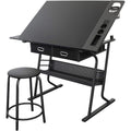 STATIONERY ISLAND Drawing Table Tiree - Art and Crafts Desk - Height Adjustable Artist Drafting Table - Tiltable - Storage, Stool &amp; Clips - For Graphic Design, Drawing, Painting, Work &amp; Study